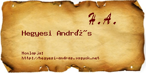 Hegyesi András névjegykártya